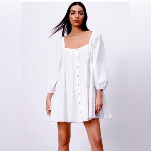 Zara White Poplin Mini Dress NWT Large